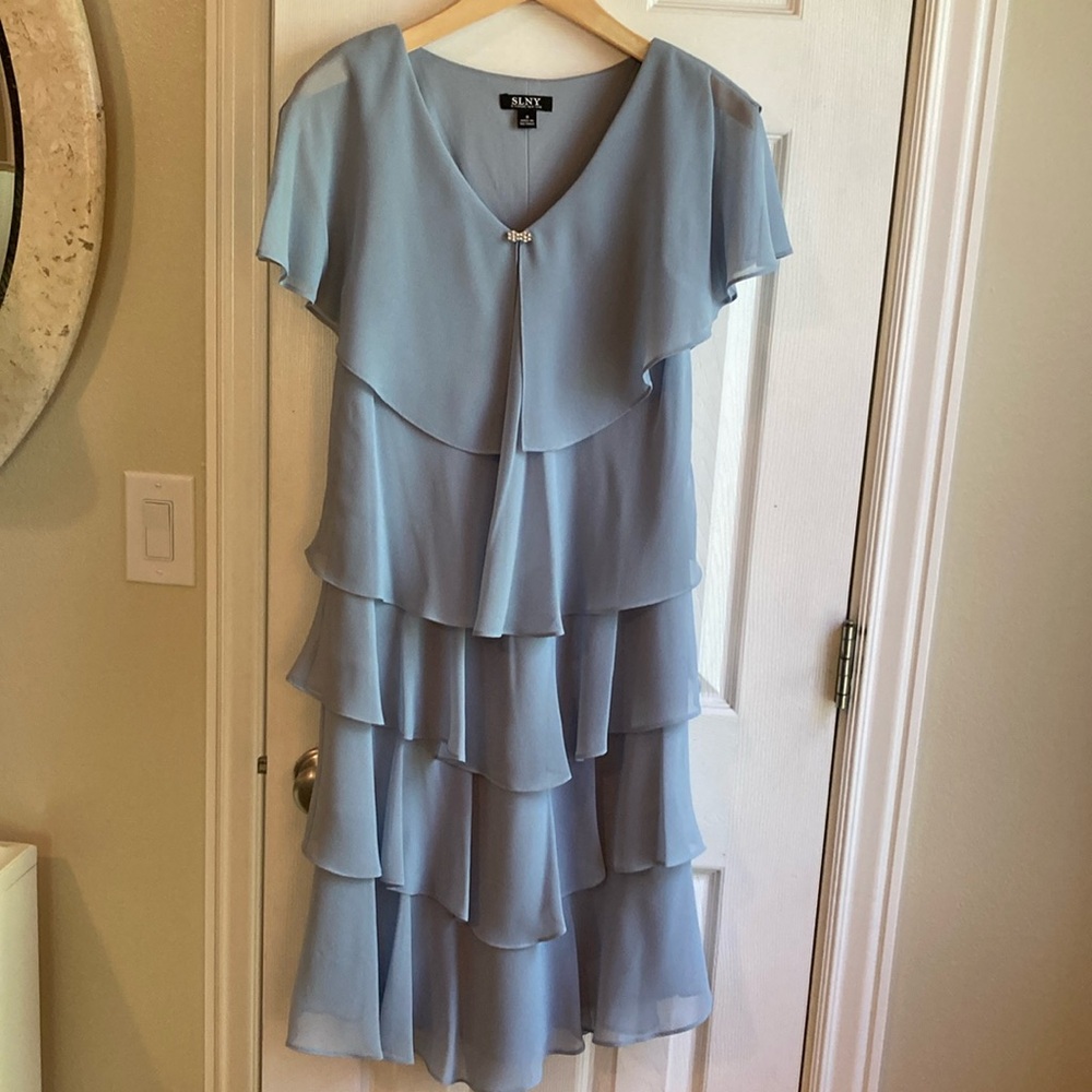 Semi-Formal Dusty Blue Ruffle Dress